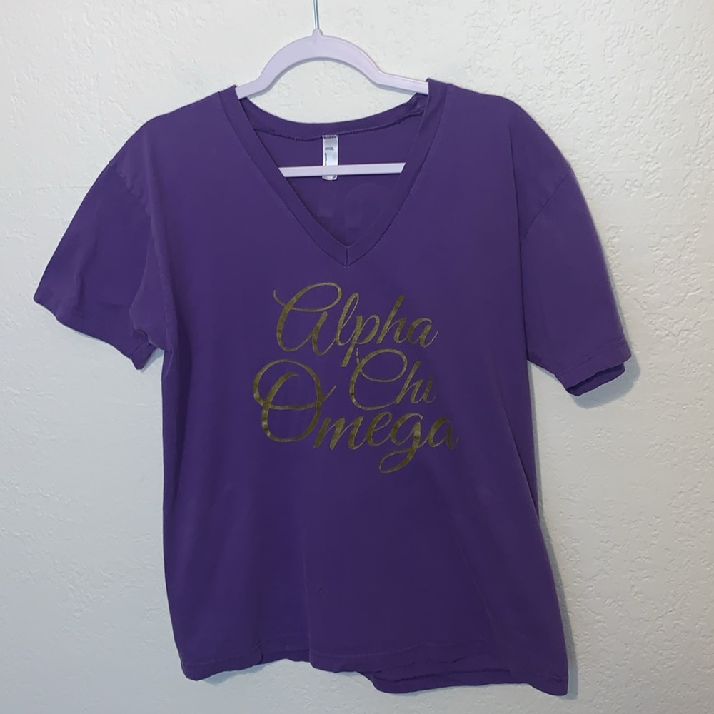 American Apparel Purple Alpha Chi Omega Domestic Violence Awareness Tee Large - Picture 10 of 12